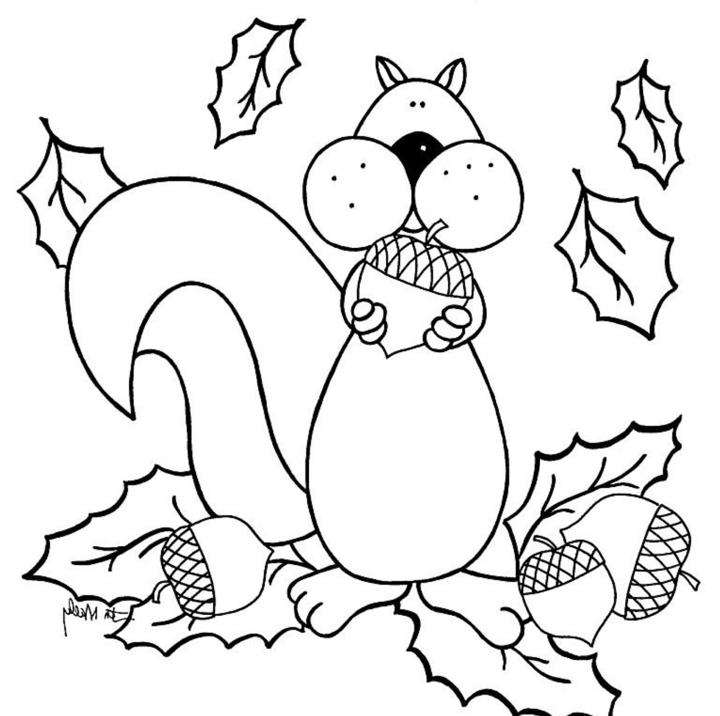 Fall Coloring Pages Printable Squirel
