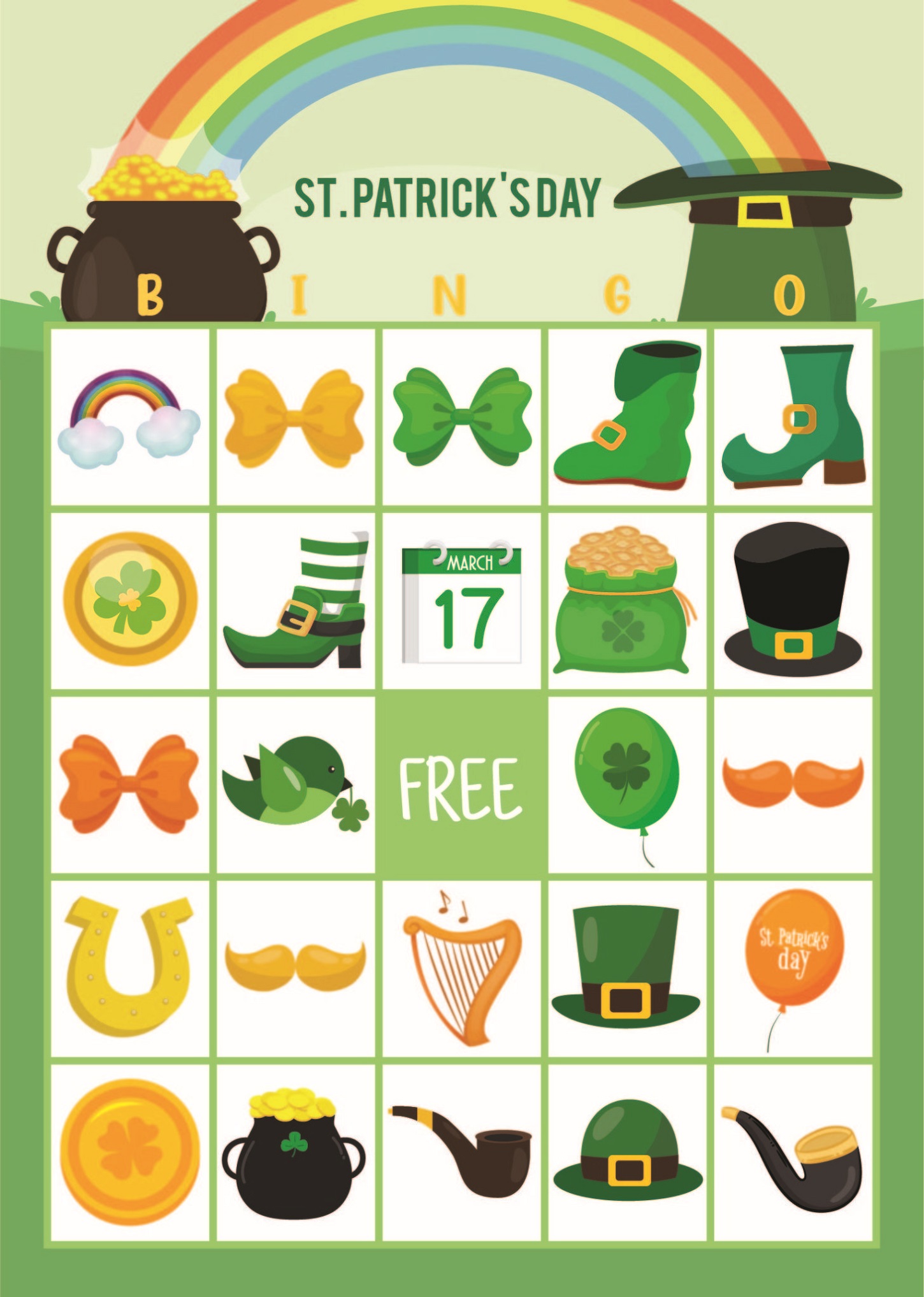 Free St Patrick's Day Printables Bingo