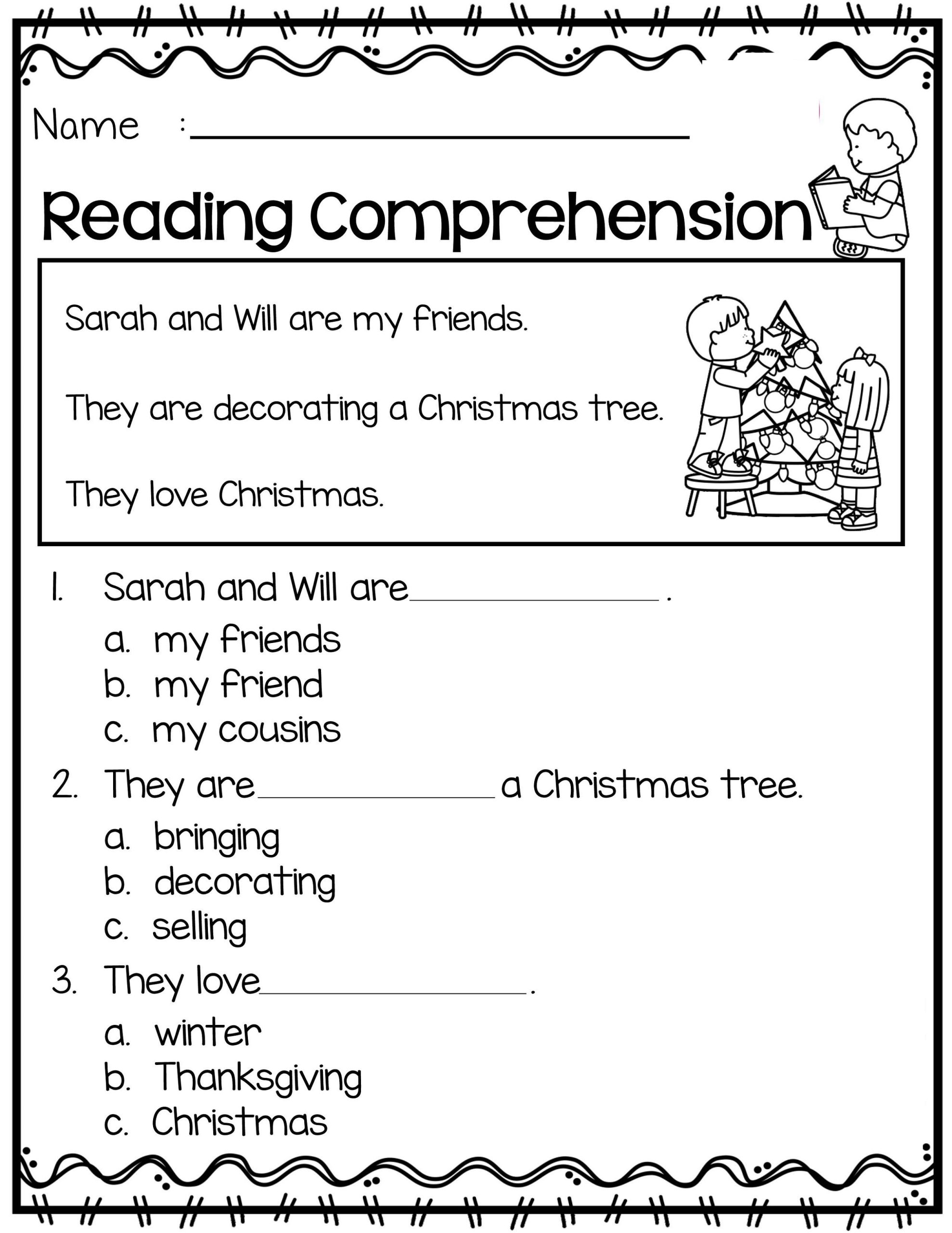 Kindergarten Reading Worksheets December