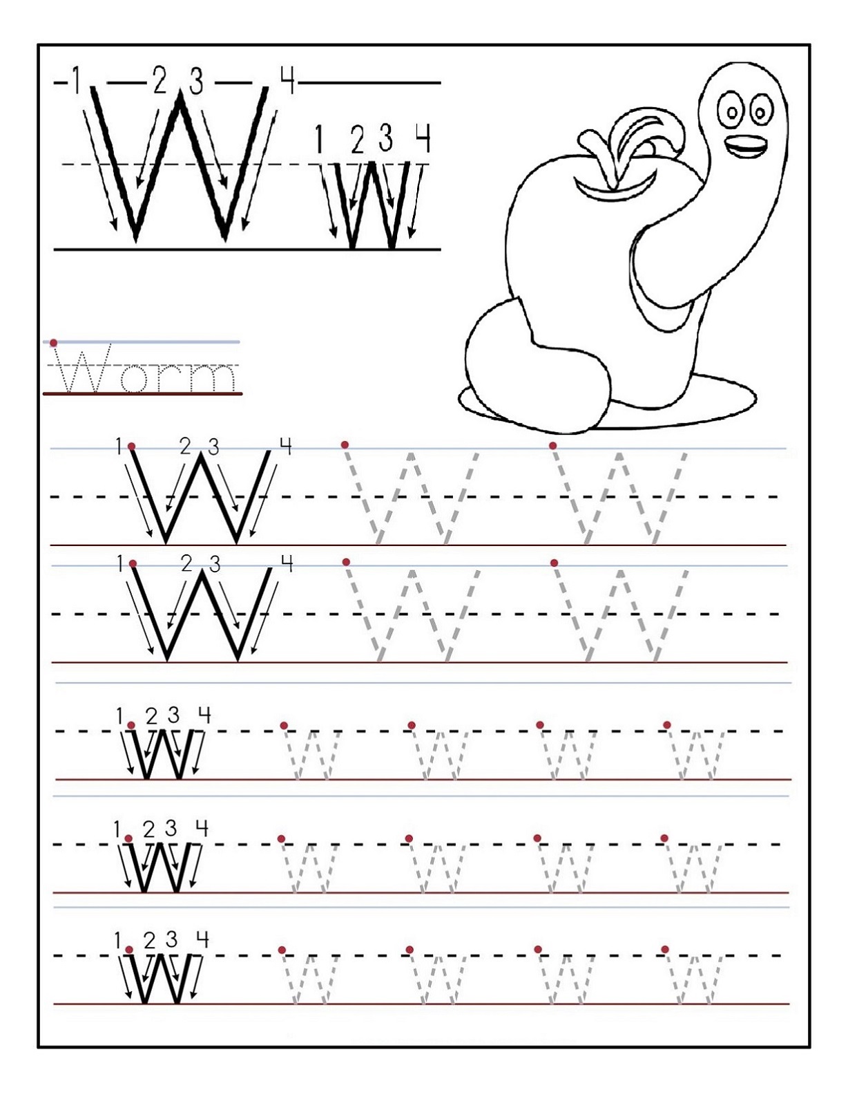 Letter A Preschool Worksheet Worm