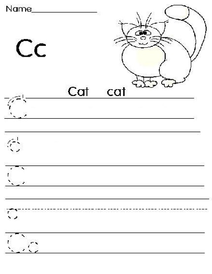 Letter C Worksheets Cat