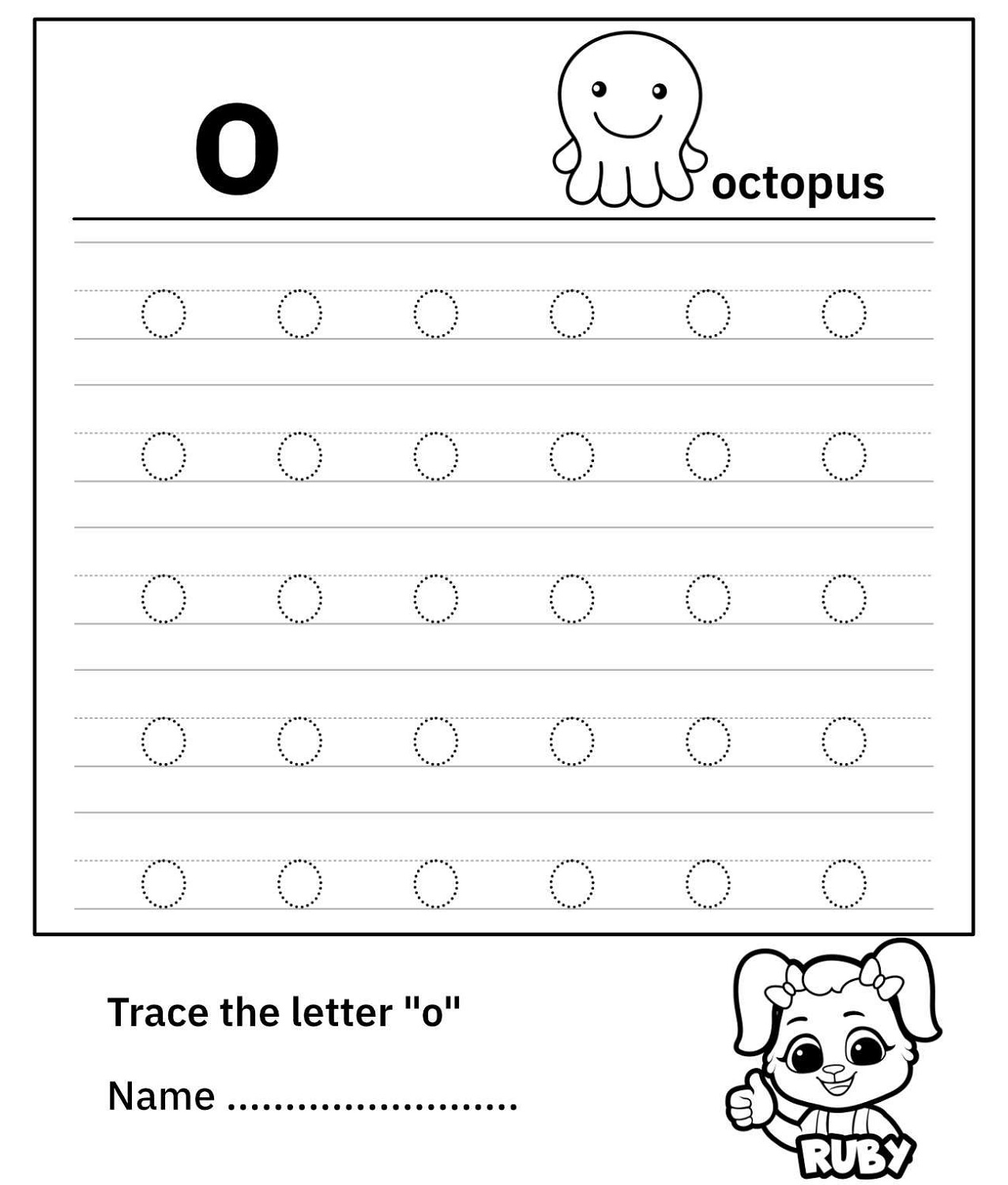Letter O Worksheets Octopus