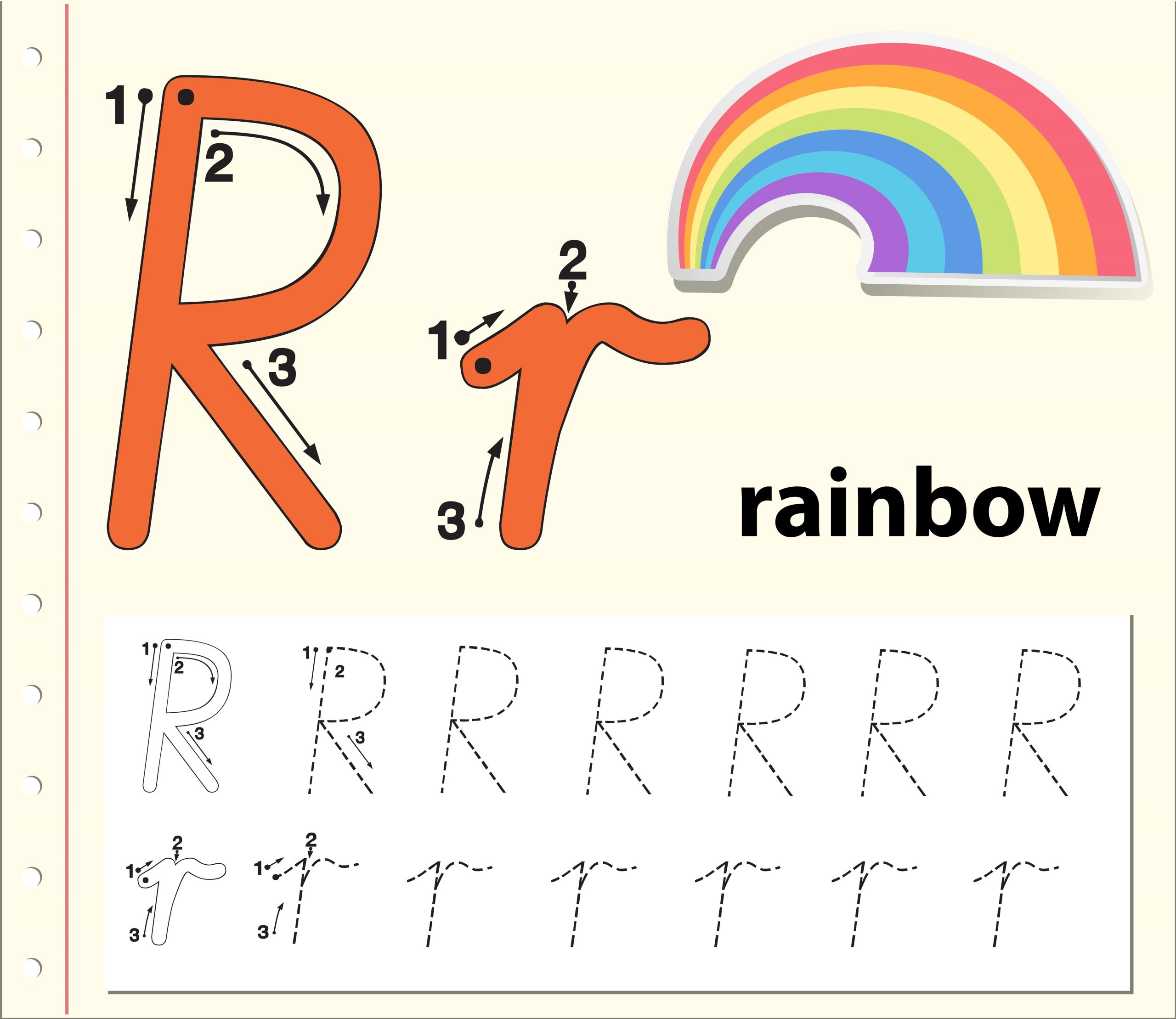 Letter R Worksheets Rainbow