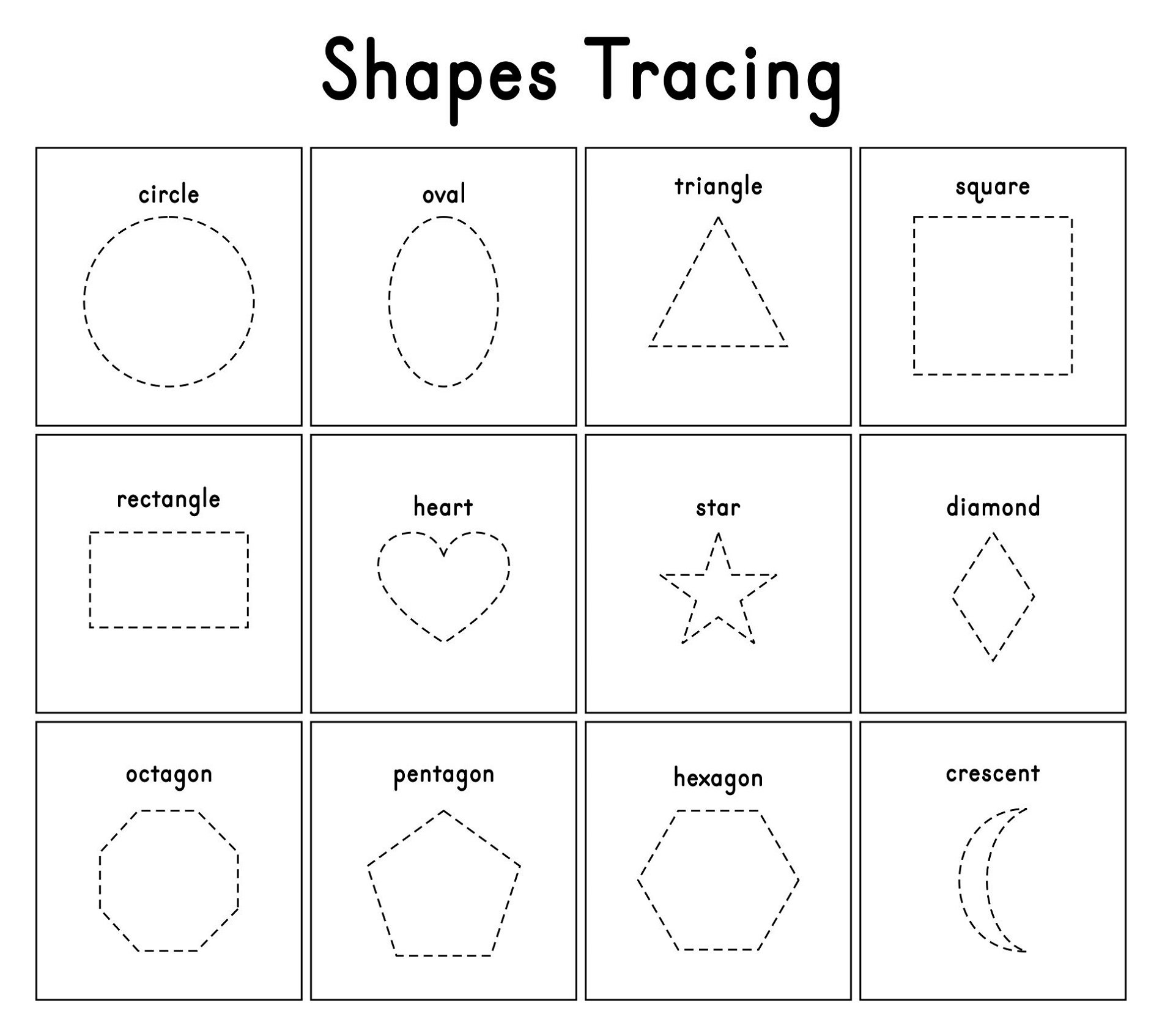 Shape Tracing Worksheets Cutting