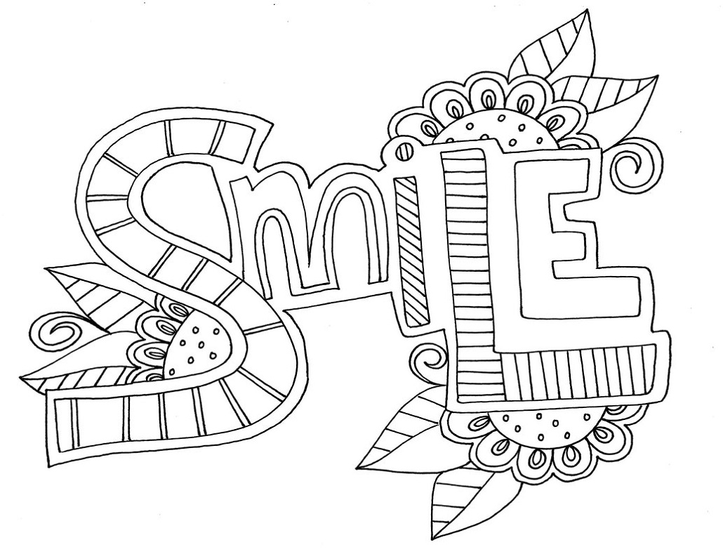 Coloring Pages With Words Smile