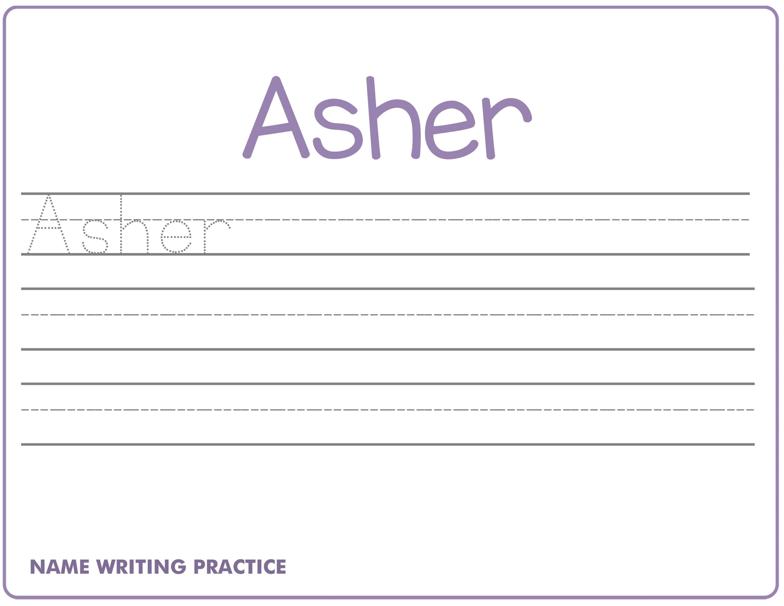 Free Handwriting Worksheets Asher