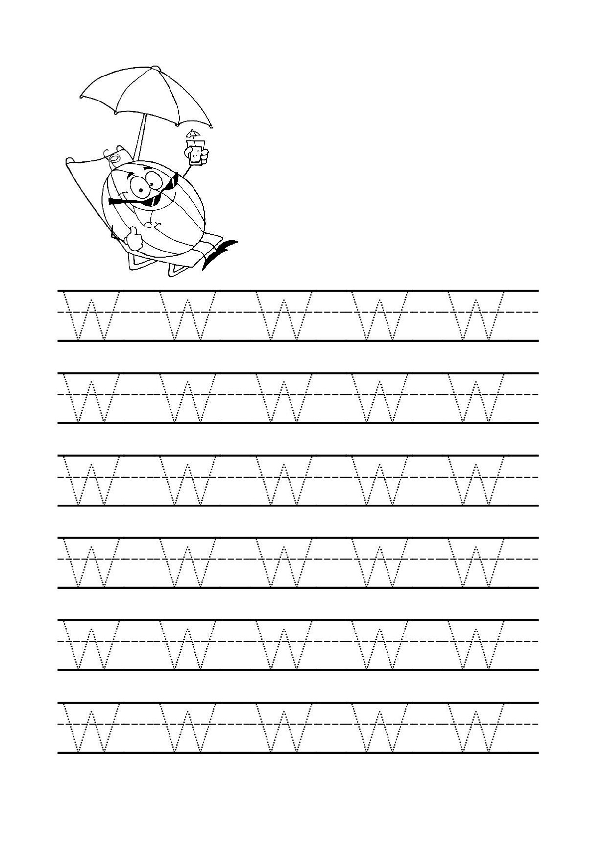 Letter W Worksheets Tracing