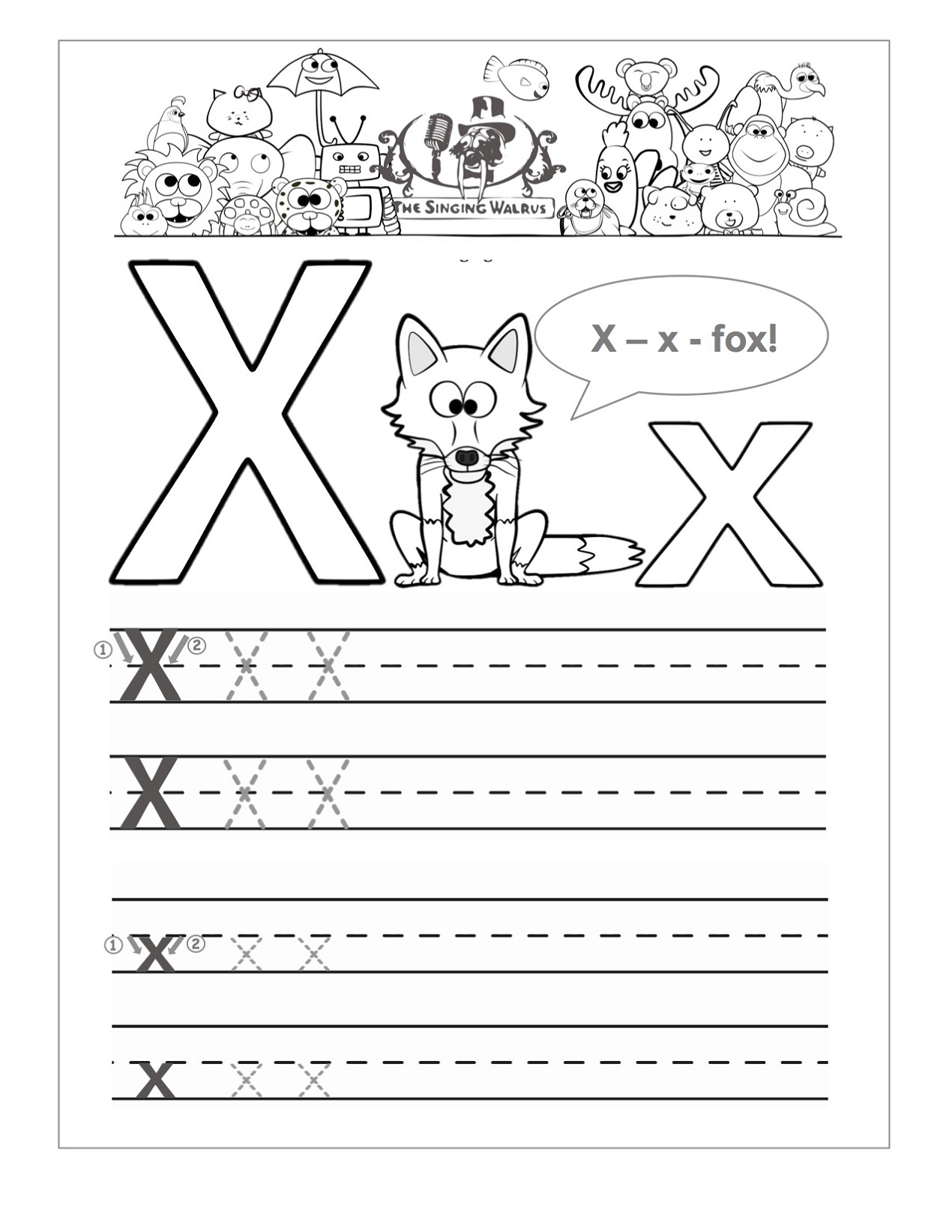 Letter X Worksheets X Fox