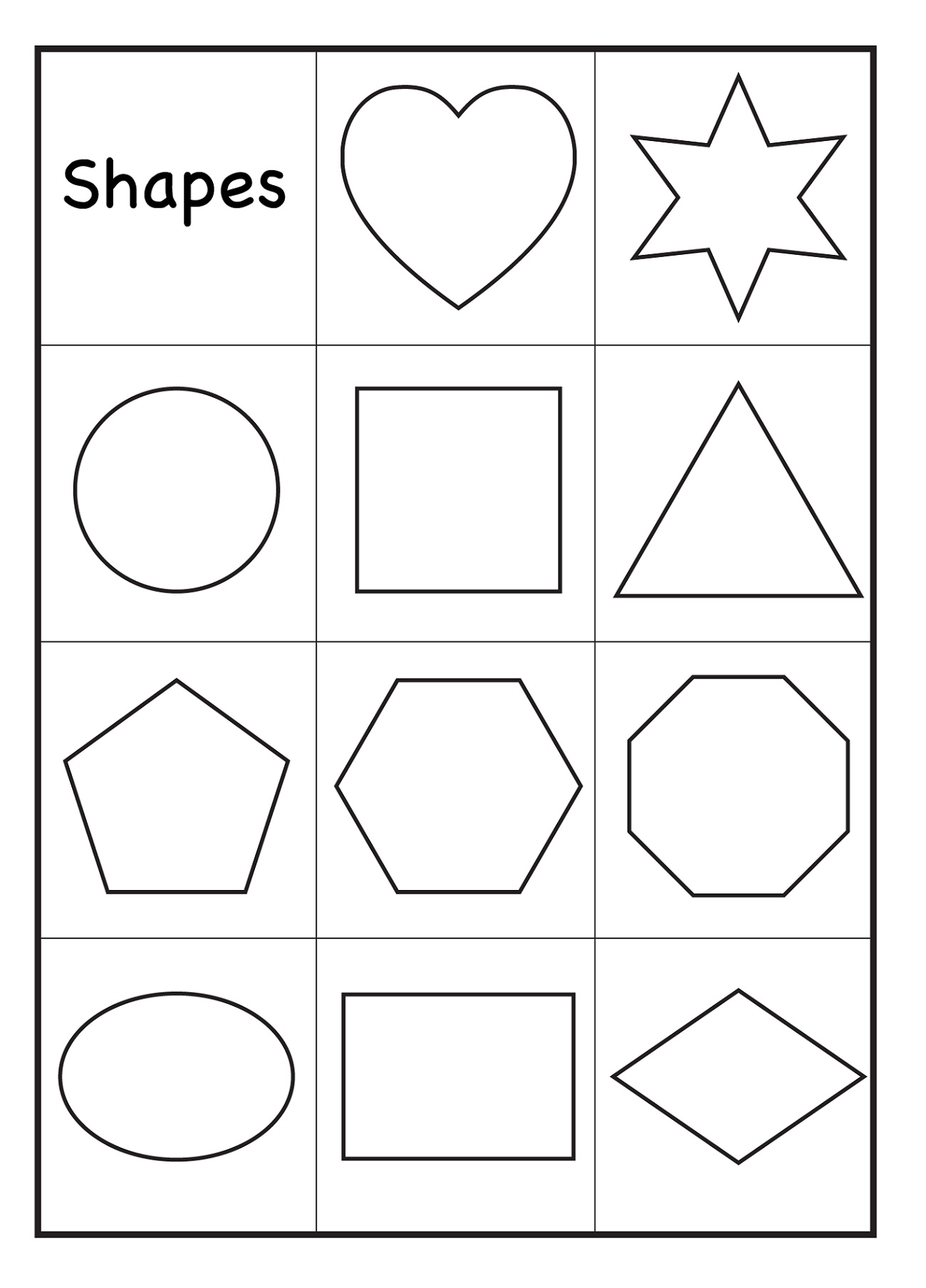 Printable Shapes Color