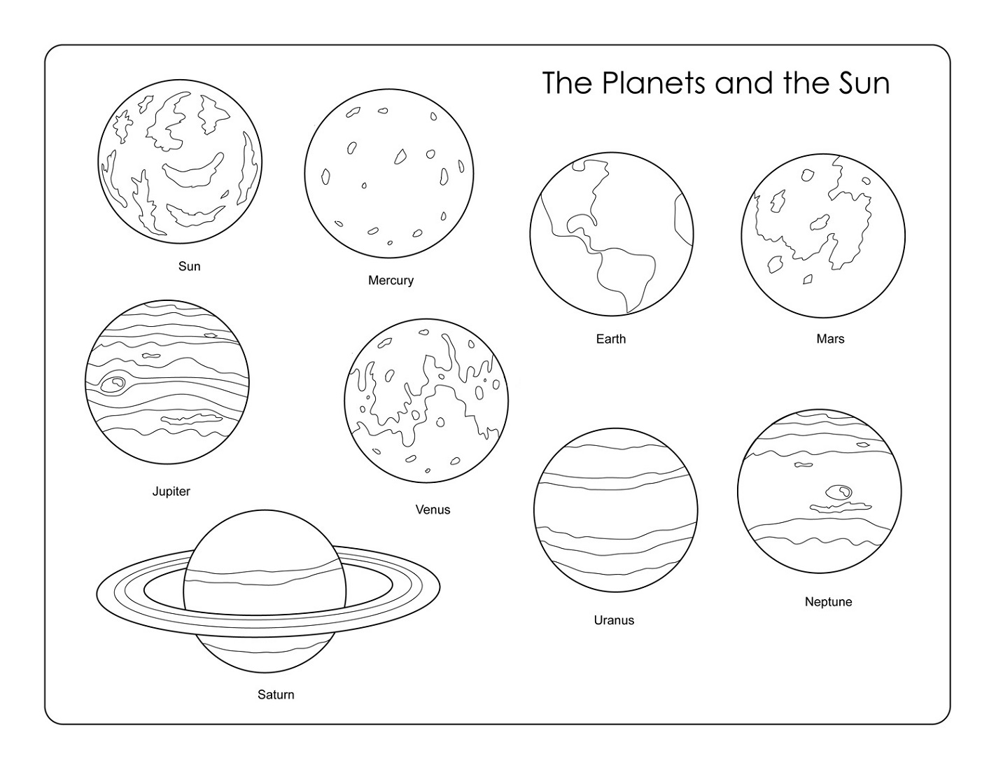 Solar System Worksheets Drawing