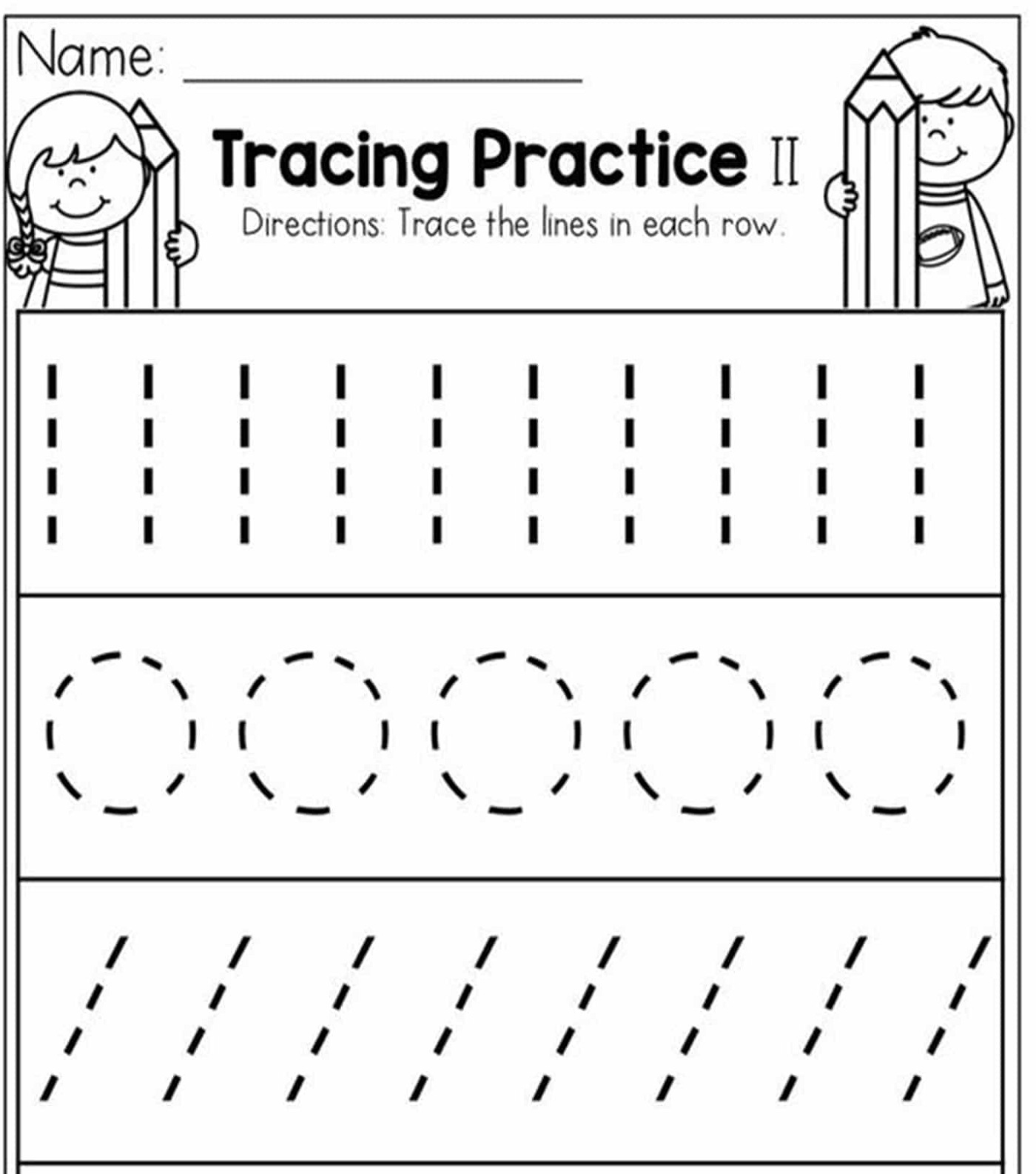 Tracing Lines Worksheets For 3 Year Olds Easy