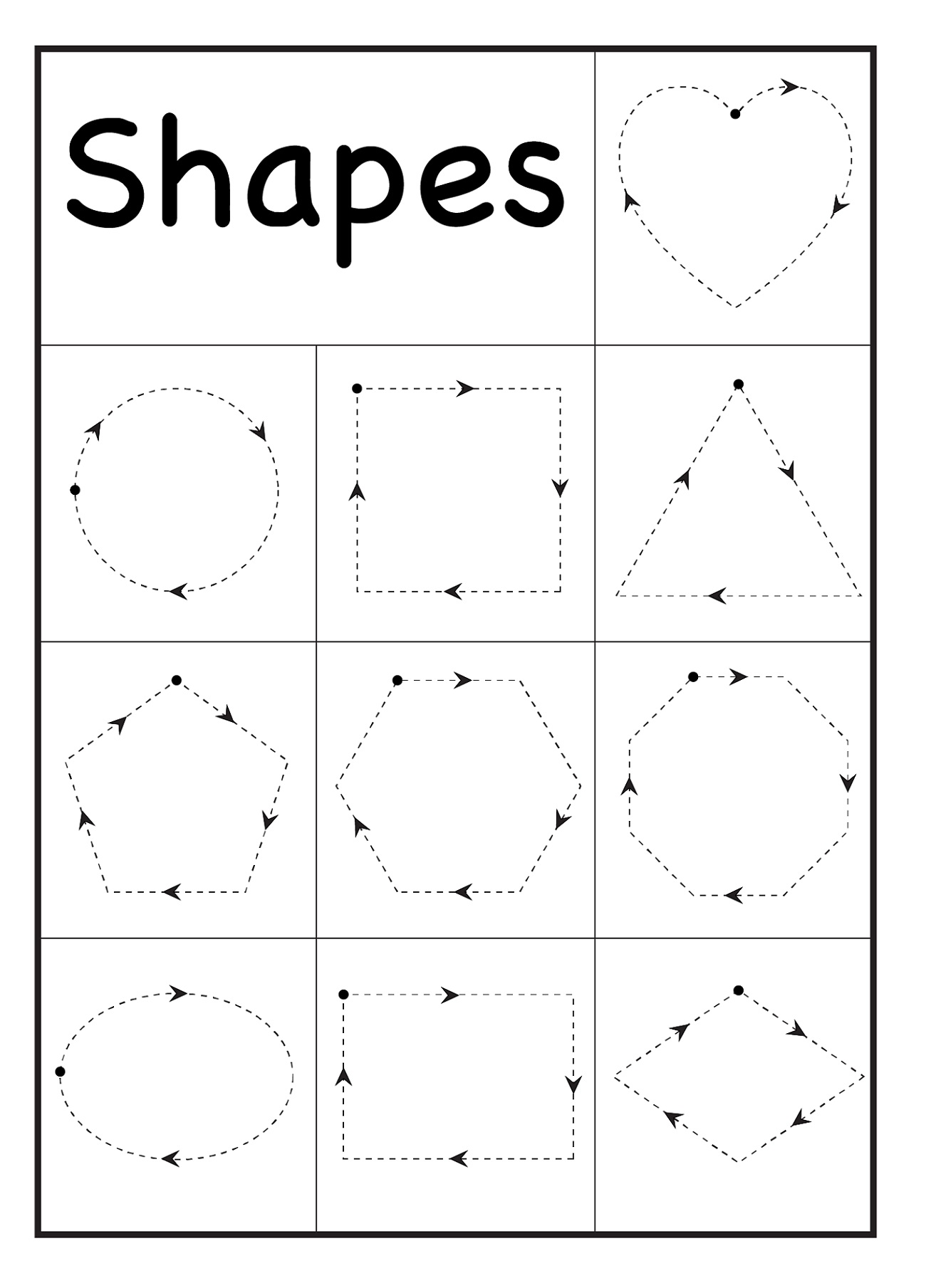 Tracing Lines Worksheets For 3 Year Olds Shapes