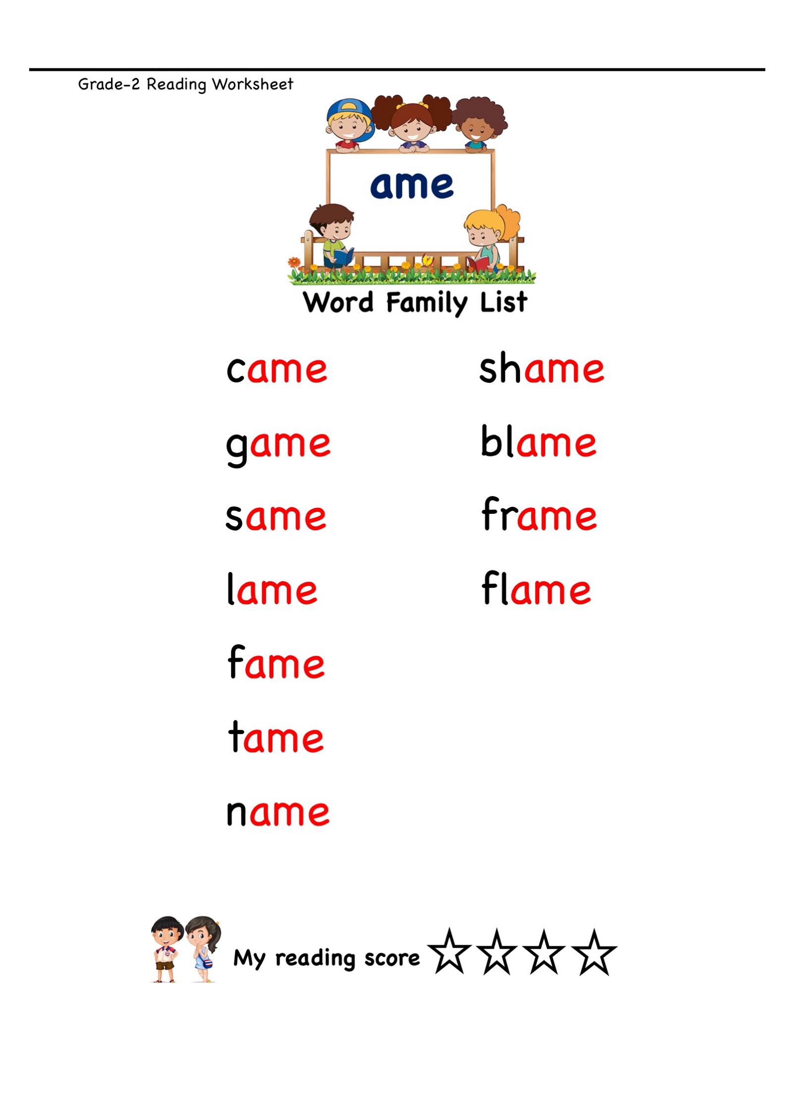 Word Families Worksheets Ame
