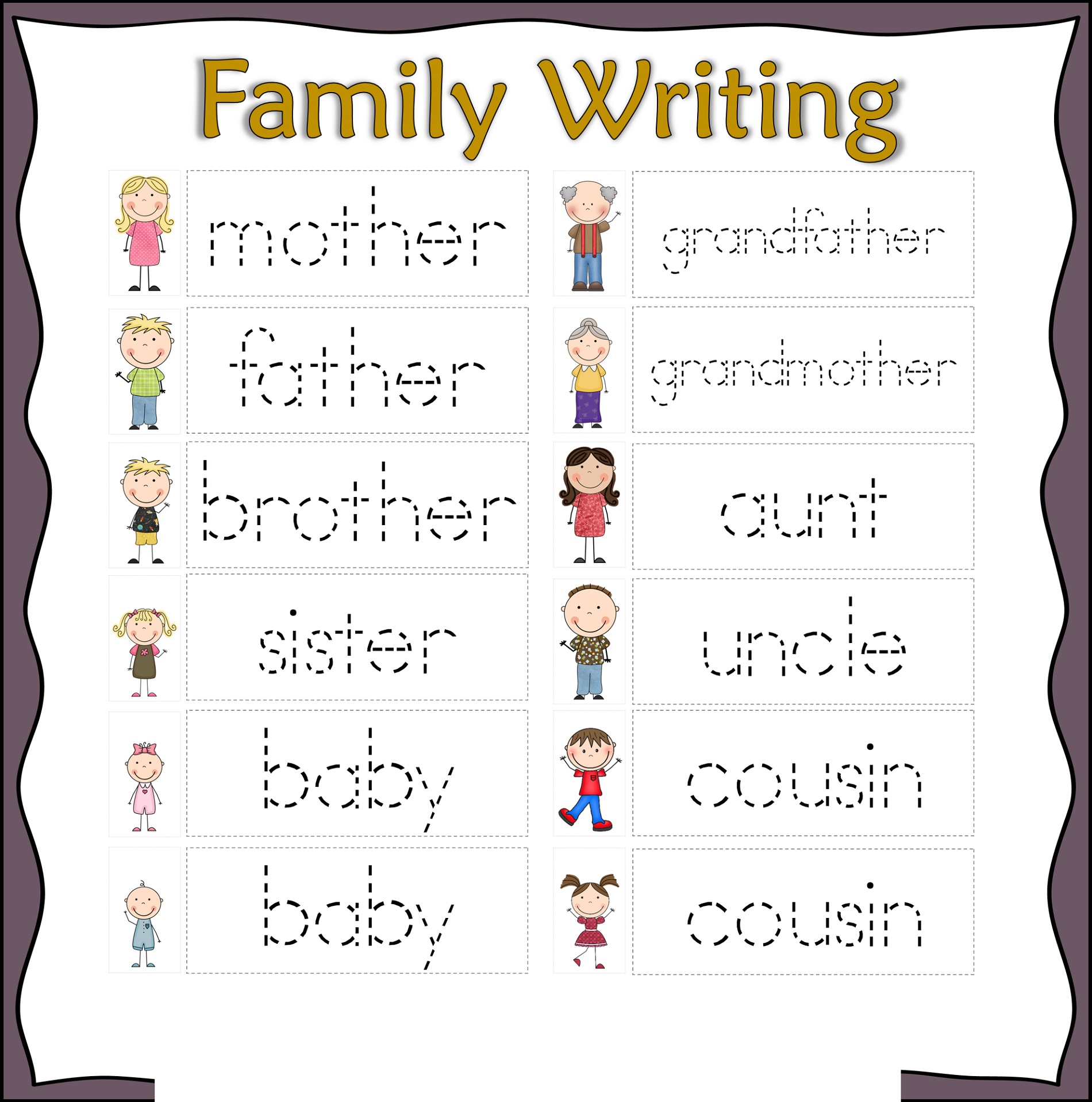 Word Families Worksheets Writing