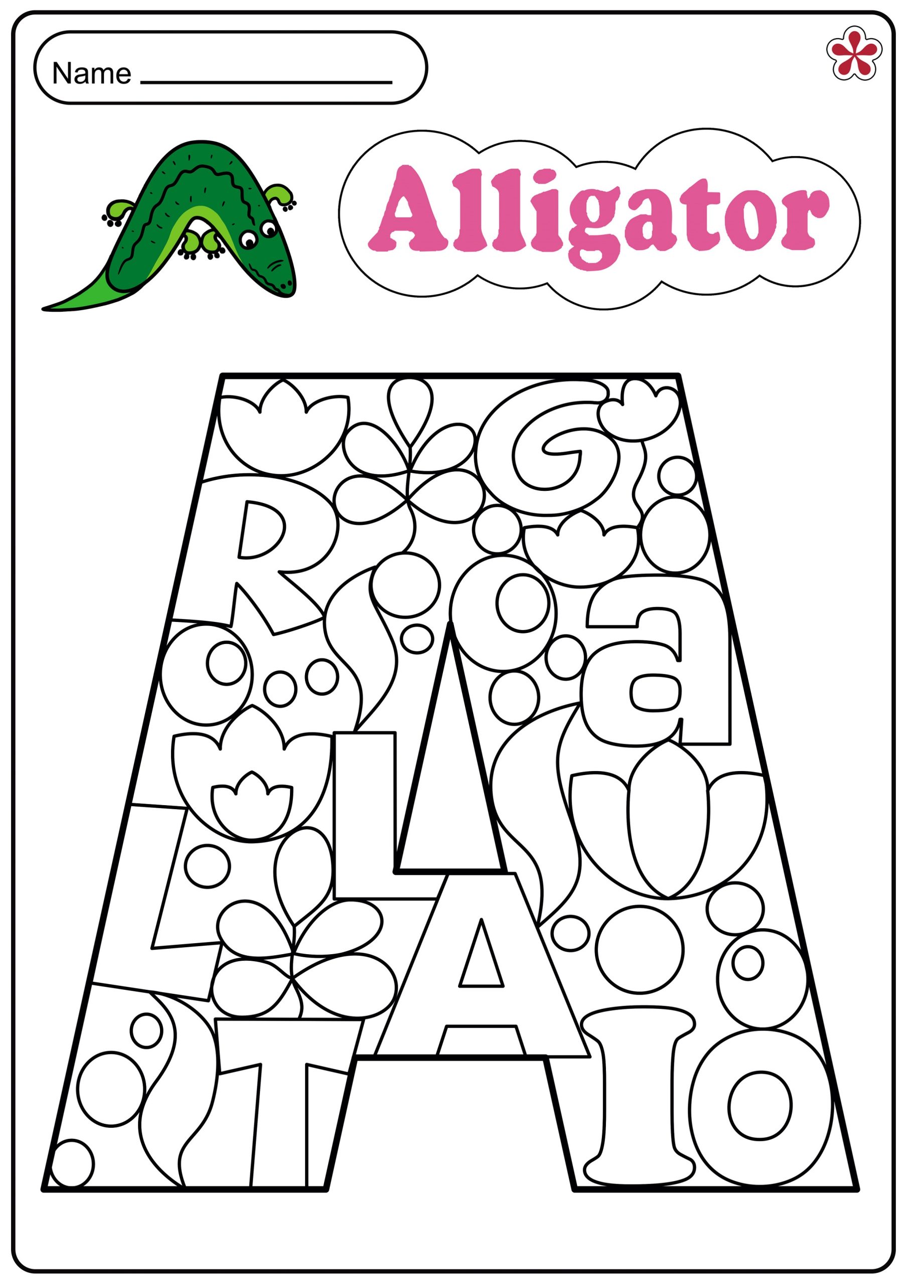 Worksheet For Letter A Aligator