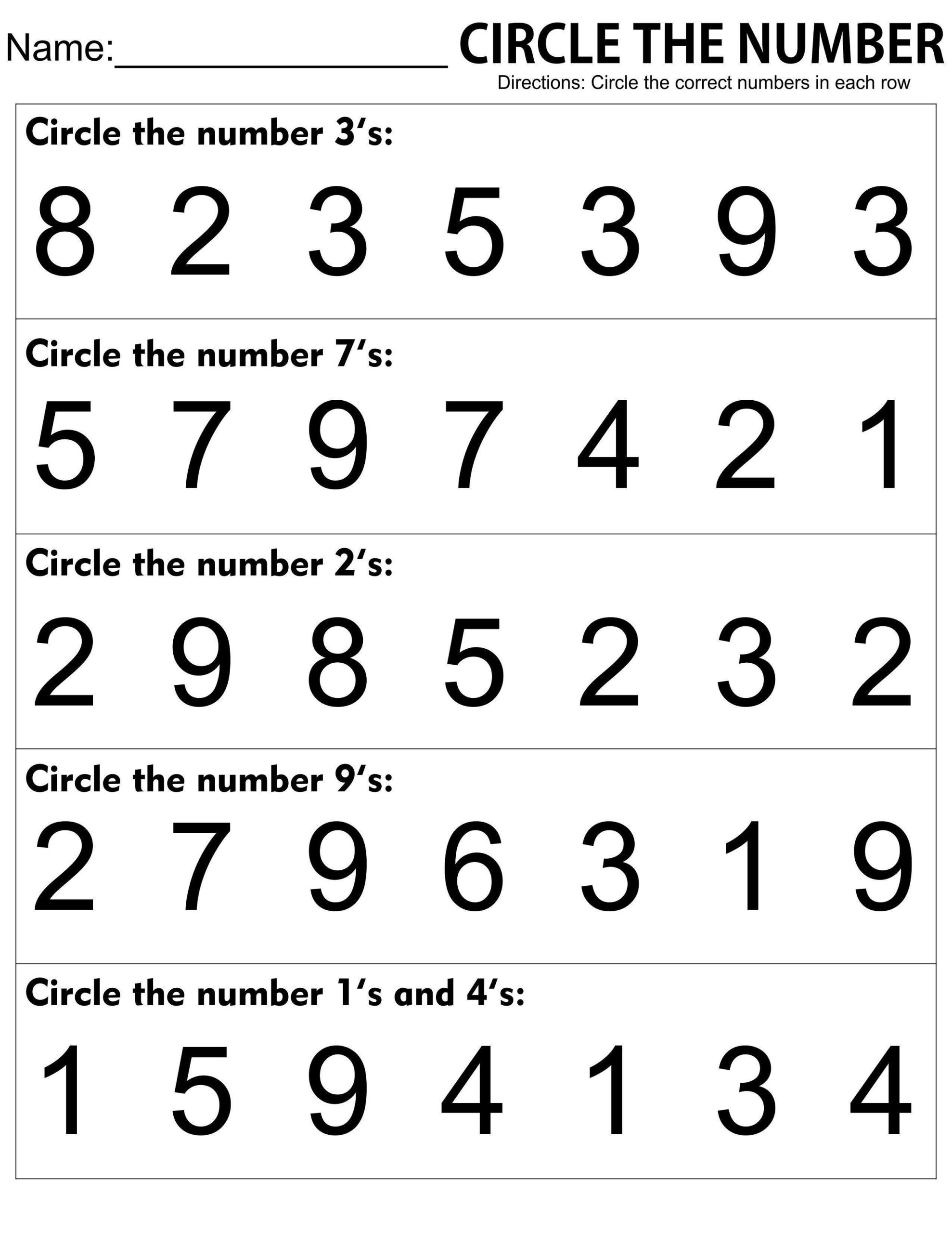 Worksheets For 2 Year Olds Number