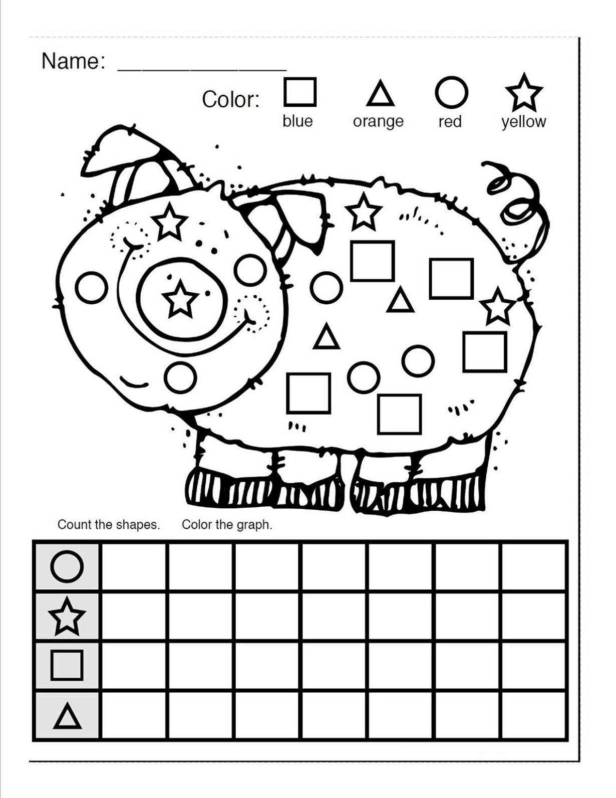 Color Words Worksheets Pig