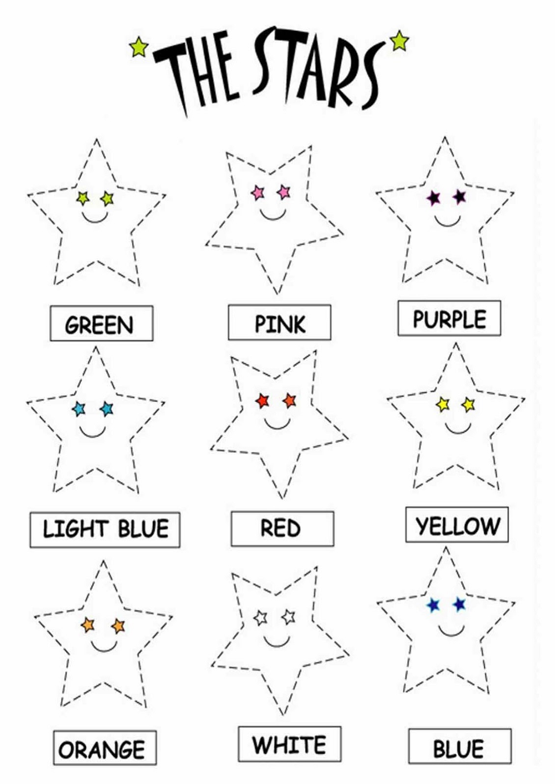 Color Words Worksheets Star